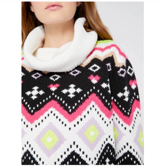 Alice + Olivia Emett Relaxed Fairisle Turtleneck Sweater - Picture 5 of 11